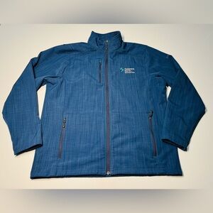 Eddie Bauer Jacket Men’s  XL Navy Shaded Crosshatch Soft Shell Embroidered logo